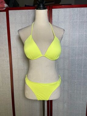 OP Neon Yellow Triangle Bikini Set - Women's Swim (Size: Large)
